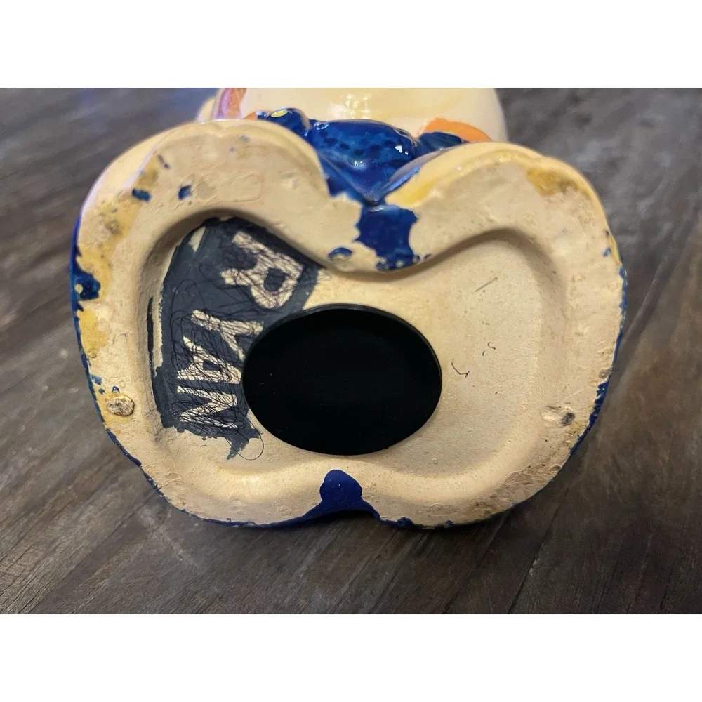 Vintage Chalkware Pig Piggy‎ Bank – Hand-Painted Pig in Blue Jean Overalls